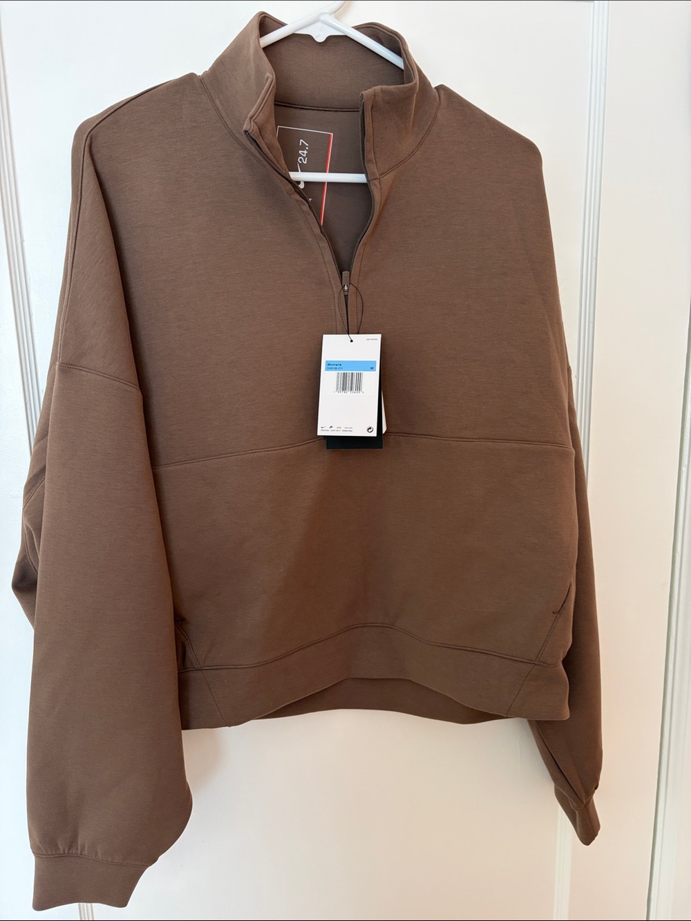 Nike Women's Brown Zip-Up Half-Sleeve Sweater